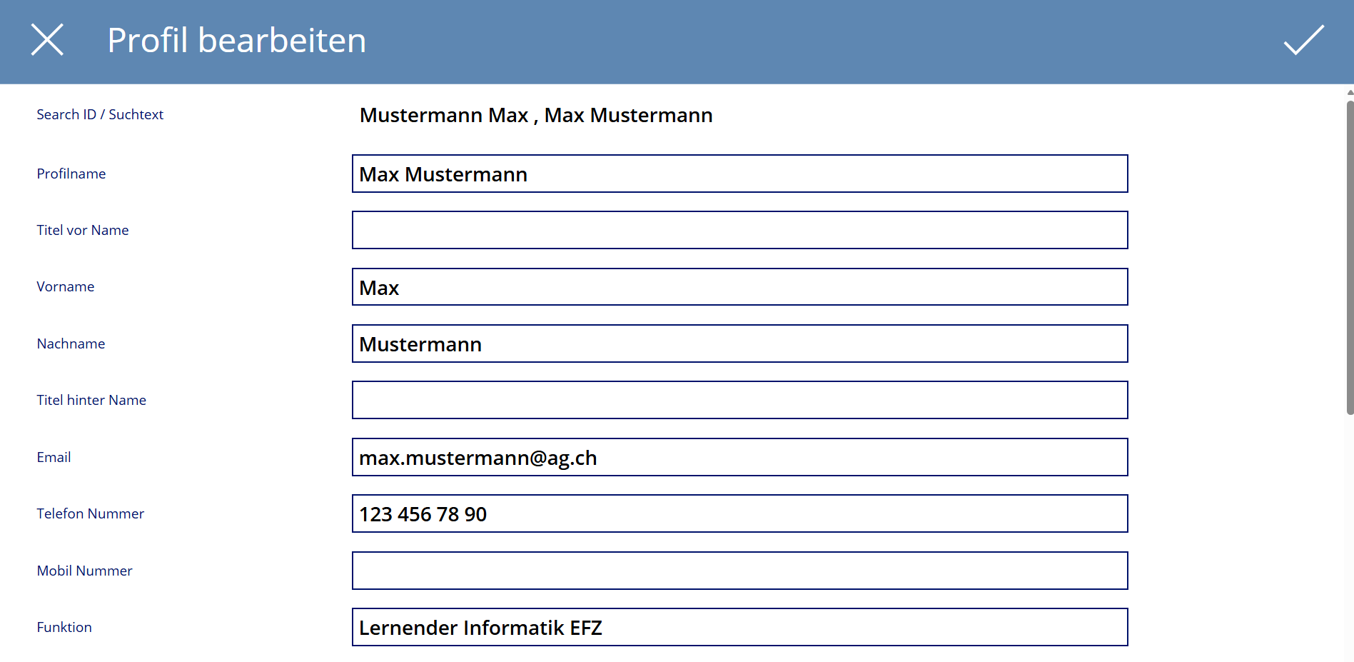 Profil bearbeiten