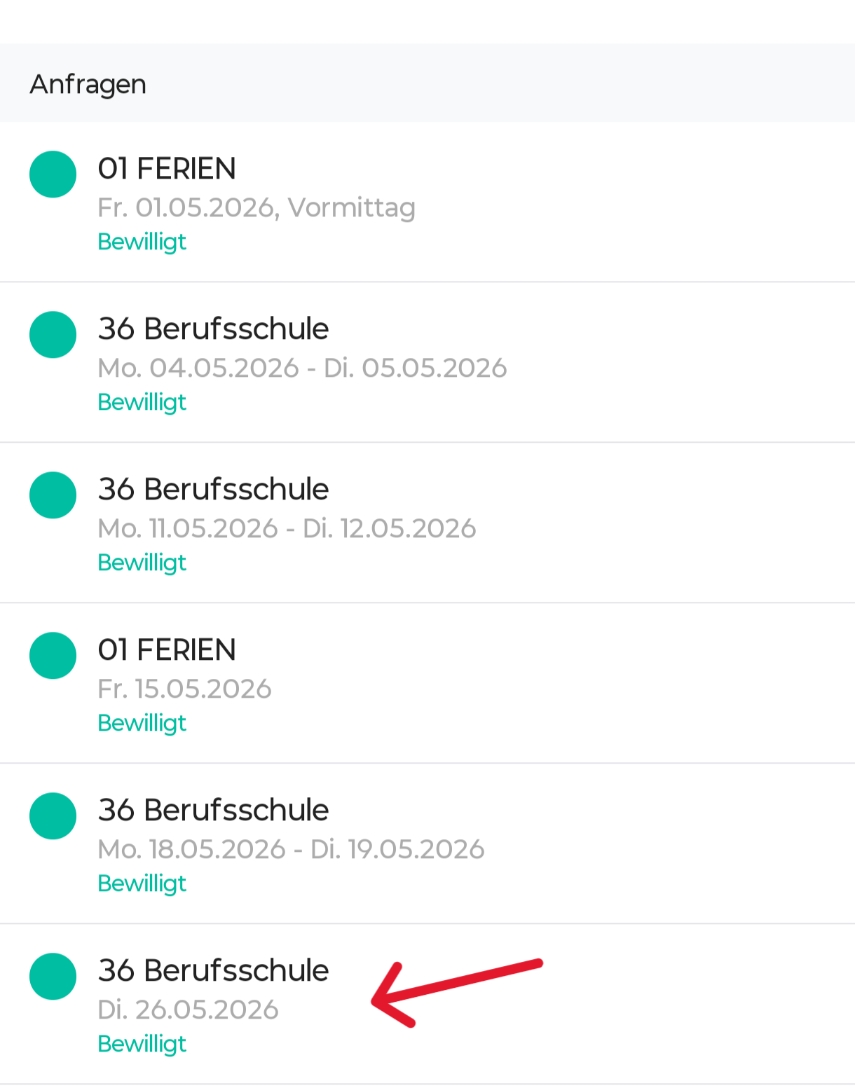 erfasste absenz