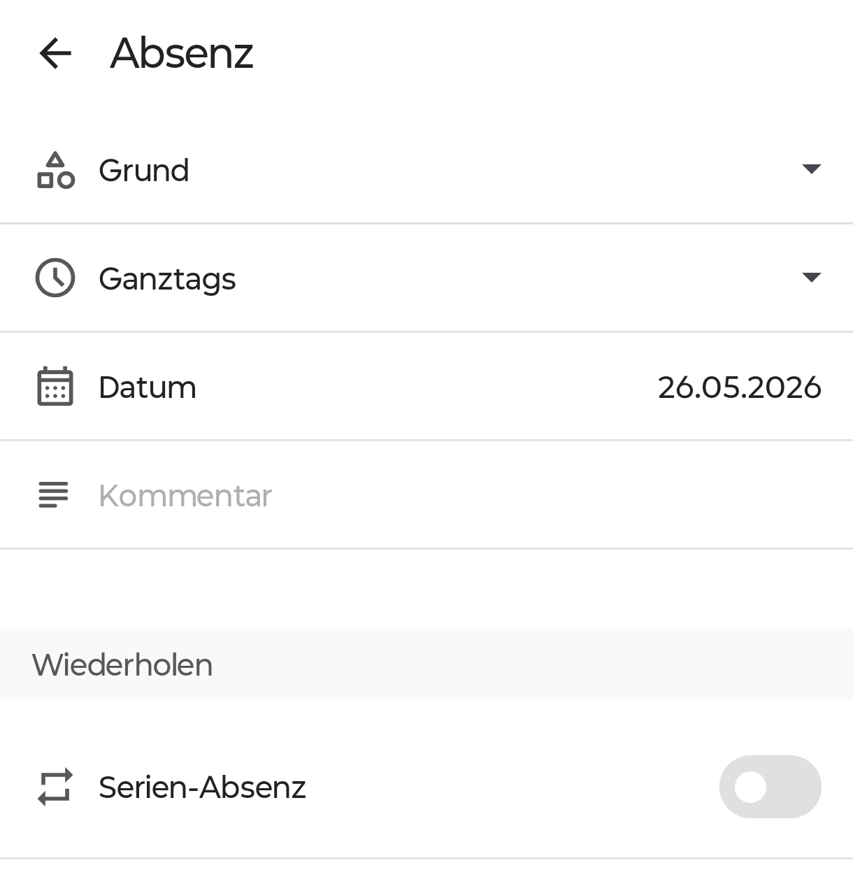 absenz erfassen